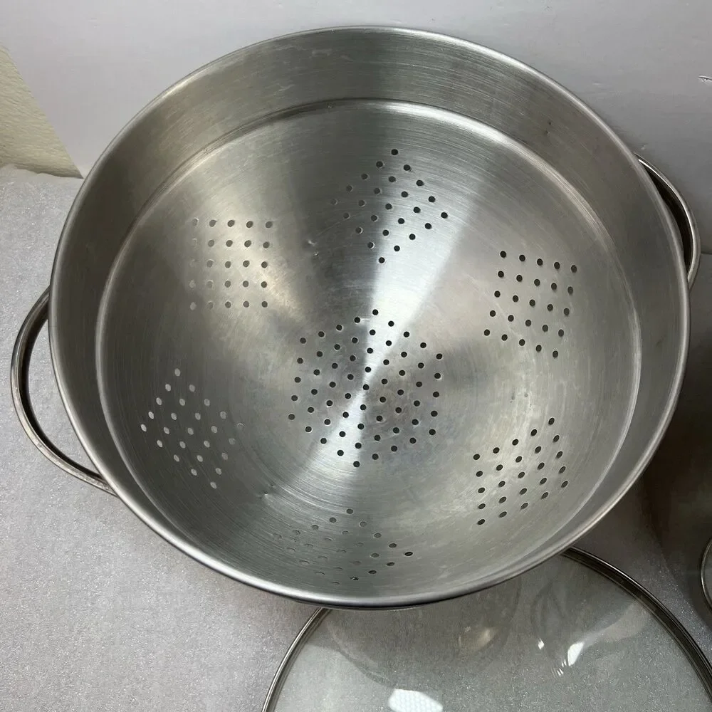 Culinary Essentials 18/10 Stainless Steel Tri-Ply 10 QT Stockpot Steamer Pot Set